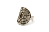 Gümüş Kraliyet Yüzüğü, Antik Gümüş Kaplama Pirinç Kraliyet Yüzükleri, 1 Taş Ayarlı - Ped Boyutu 4x6mm N1893 H1532
