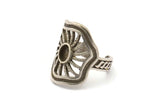 Gümüş Kraliyet Yüzüğü, Antik Gümüş Kaplama Pirinç Kraliyet Yüzükleri, 1 Taş Ayarlı - Ped Boyutu 4x6mm N1896 H1528