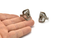 Gümüş Kraliyet Yüzüğü, Antik Gümüş Kaplama Pirinç Kraliyet Yüzükleri, 1 Taş Ayarlı - Ped Boyutu 4x6mm N1896 H1528