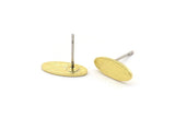 Brass Oval Earring, 12 Textured Raw Brass Oval Shaped Stud Earrings (12x5x0.80mm) M01876 A2513