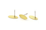 Brass Oval Earring, 12 Textured Raw Brass Oval Shaped Stud Earrings (12x5x0.80mm) M01876 A2513