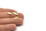 Brass Oval Earring, 12 Textured Raw Brass Oval Shaped Stud Earrings (12x5x0.80mm) M01876 A2513