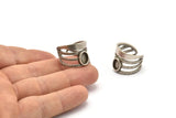 Silver Ring Setting, Antique Silver Plated Brass Duke Ring With 1 Stone Settings - Pad Size 6x8mm N1891 H1530