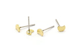 Brass Moon Earring, 12 Raw Brass Tiny Crescent Moon Stud Earrings (5x4x0.80mm) M01814 A2511