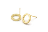 Gold Circle Earring, 4 Gold Plated Brass Circle Stud Earrings (10mm) N0438 A1138