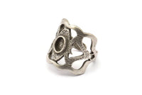 Gümüş Yüzük Ayarı, Antik Gümüş Kaplama Pirinç Duke Yüzük, 1 Taş Ayarlı - Ped Boyutu 4x6mm N1897 H1531