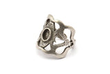 Gümüş Yüzük Ayarı, Antik Gümüş Kaplama Pirinç Duke Yüzük, 1 Taş Ayarlı - Ped Boyutu 4x6mm N1897 H1531