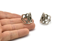 Gümüş Yüzük Ayarı, Antik Gümüş Kaplama Pirinç Duke Yüzük, 1 Taş Ayarlı - Ped Boyutu 4x6mm N1897 H1531