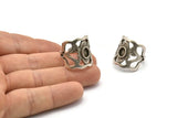 Gümüş Yüzük Ayarı, Antik Gümüş Kaplama Pirinç Duke Yüzük, 1 Taş Ayarlı - Ped Boyutu 4x6mm N1897 H1531