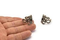 Gümüş Yüzük, 1 Taş Ayarlı Antik Gümüş Kaplama Pirinç Yüzükler - Ped Boyutu 6x4mm N1856 H1551