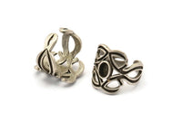 Gümüş Yüzük, 1 Taş Ayarlı Antik Gümüş Kaplama Pirinç Yüzükler - Ped Boyutu 6x4mm N1856 H1551