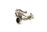 Gümüş Etnik Yüzük, 1 Taş Ayarlı 2 Antik Gümüş Kaplama Pirinç Etnik Yüzük - Ped Boyutu 6x4mm N1857 H1535
