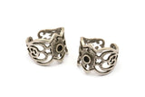 Gümüş Boho Yüzük, Antik Gümüş Kaplama Pirinç Boho Yüzükler, 1 Taş Ayarlı - Ped Boyutu 3 mm N1836 H1548