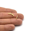 Brass Moon Earring, 10 Textured Raw Brass Tiny Crescent Moon Stud Earrings (17x2.5x0.80mm) M01662 A2483