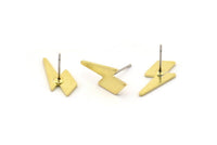 Pirinç Küpe, 10 Ham Pirinç Şimşek Çivi Küpe (17x8x1mm) M01680 A2488