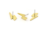 Pirinç Küpe, 10 Ham Pirinç Şimşek Çivi Küpe (17x8x1mm) M01680 A2488