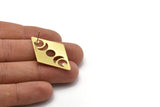 Brass Diamond Earring, 4 Raw Brass Moon Phases Shaped Stud Earrings (40x26x0.80mm) M01669 A2480