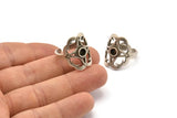 Silver Boho Ring, Antique Brass Plated Boho Rings With 1 Stone Settings - Pad Size 4mm N1830 H1553