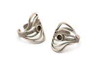 Silver Royal Ring, Antique Silver Plated Brass Royal Rings With 1 Stone Settings - Pad Size 4mm N1842 H1539