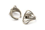 Silver Royal Ring, Antique Silver Plated Brass Royal Rings With 1 Stone Settings - Pad Size 4mm N1842 H1539