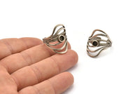Silver Royal Ring, Antique Silver Plated Brass Royal Rings With 1 Stone Settings - Pad Size 4mm N1842 H1539