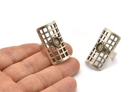 Gümüş Kraliyet Yüzüğü, Antik Gümüş Kaplama Pirinç Kraliyet Yüzükleri, 1 Taş Ayarlı - Ped Boyutu 5x7mm N1843 H1550