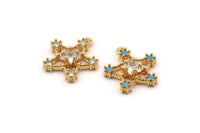 Gold Star Charm, Gold Plated Star, Cubic Zircon, CZ Pave Star Charm, Zircon Charm Pendants With 1 Loop (18x17mm) SY0079