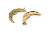 Gold Crescent Charm, Gold Plated Crescent, Cubic Zircon, CZ Pave Crescent Charm, Zircon Charm Pendants With 1 Loop (41x11x3mm) SY0087