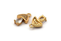 Gold Mushroom Charm, Gold Plated Mushroom, Cubic Zircon, 2 CZ Pave Mushroom Charms, Zircon Charm Pendants With 1 Loop (14x9mm) SY0114