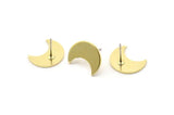 Brass Moon Earring, 10 Raw Brass Crescent Moon Shaped Stud Earrings (15x8x1mm) M01843 A2516