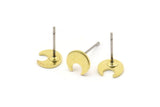 Brass Moon Earring, 12 Raw Brass Tiny Crescent Moon Stud Earrings (7x0.80mm) M01820 A2421