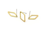 Brass Diamond Earring, 12 Raw Brass Diamond Stud Earrings (9x17x1mm) D0029 A2049