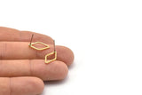 Brass Diamond Earring, 12 Raw Brass Diamond Stud Earrings (9x17x1mm) D0029 A2049