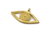 Brass Eye Charm, 4 Raw Brass Eye Charms With 1 Loop, Pendants (37x22x2.5mm) N1874