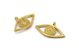 Brass Eye Charm, 4 Raw Brass Eye Charms With 1 Loop, Pendants (37x22x2.5mm) N1874