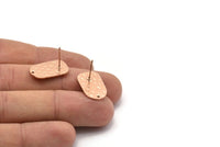 Rose Gold Square Earring, 4 Rose Gold Plated Brass Stud Earrings With 1 Hole (19x12x0.80mm) D0838 A1159