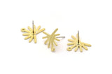 Brass Sun Earring, 8 Raw Brass Sun Stud Earrings With 1 Loop (13x15x0.80mm) M02257 A2489