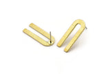 U Shape Earring, 8 Textured Raw Brass U Shaped Stud Earrings (22x9x0.80mm) M02095 A2491