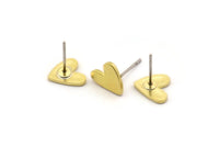 Brass Heart Earring, 10 Raw Brass Heart Stud Earrings (8x1mm) M02171 A2492
