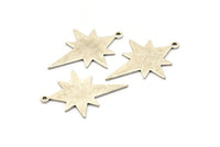 Silver Pole Star Charm, 6 Antique Silver Plated Brass, Silver Charms, Silver Pole Star Charms With 1 Loop (30x22x0.80mm) M02478