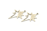 Silver Pole Star Charm, 6 Antique Silver Plated Brass, Silver Charms, Silver Pole Star Charms With 1 Loop (30x22x0.80mm) M02486