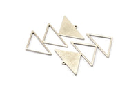Silver Triangle Charm, 2 Antique Silver Plated Brass Triangle Charms With 1 Loop (47x30x1mm) M01809