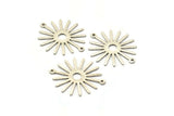 Silver Sun Charm, 10 Antique Silver Plated Brass Sun Connectors With 2 Loops, Pendants (29x25x0.80mm) M01641 H0714