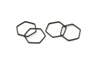Black Hexagon Ring Charm, 25 Oxidized Brass Black Hexagon Shaped Ring Charms (18x0.8mm) Bs 1174 S205