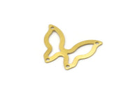Brass Butterfly Connector, 50 Raw Brass Butterfly Connectors With 4 Holes, Charms, Earrings (23x18x0.40mm) B0311