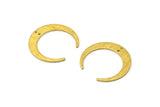 Brass Moon Charm, 12 Raw Brass Textured Crescent Moon Charms With 2 Holes, Connectors (27x25x1mm) D0761