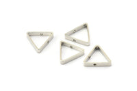 Silver Triangle Charm, 12 Silver Tone Triangles with 2 Holes (14x2.5x0.6mm) BS 2407