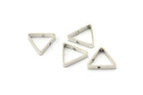 Silver Triangle Charm, 12 Silver Tone Triangles with 2 Holes (14x2.5x0.6mm) BS 2407