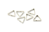 Silver Triangle Charm, 12 Silver Tone Triangles with 2 Holes (14x2.5x0.6mm) BS 2407