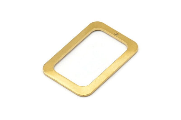 Brass Rectangle Charm, 8 Raw Brass Rectangle Charms With 1 Hole Earrings, Findings (30x21x1mm) D1157